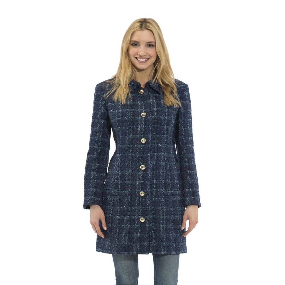 Plaid Tweed Button Front Coat sail to sable M NWT